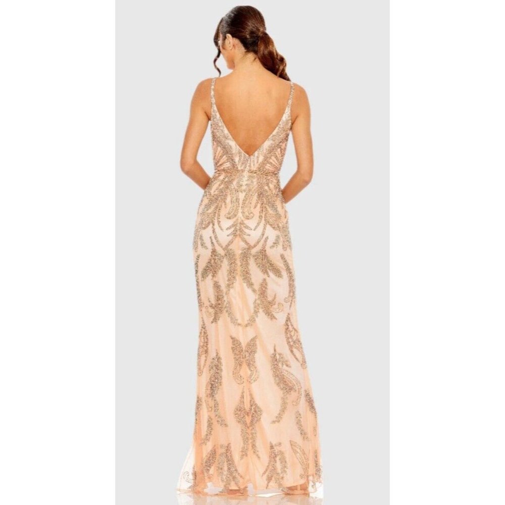Mac Duggal Gown Dress Size 10 V Neck Sequined Beaded Embellished 6015 $598 - Picture 6 of 16